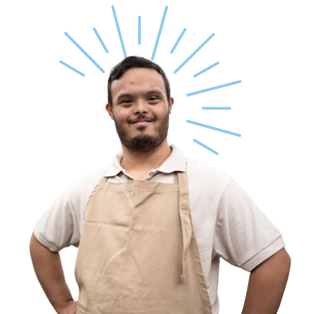 Happy disabled man smiling at camera